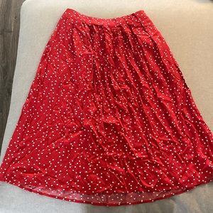 Red and white polka dot skirt